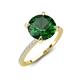 5 - Aisha 2.10 Ctw (8.00 mm) Round Created Emerald with side Lab Grown Diamond Hidden Halo Engagement ring