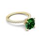 6 - Aisha 2.10 Ctw (8.00 mm) Round Created Emerald with side Lab Grown Diamond Hidden Halo Engagement ring