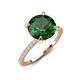 5 - Aisha 2.10 Ctw (8.00 mm) Round Created Emerald with side Lab Grown Diamond Hidden Halo Engagement ring