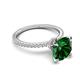 6 - Aisha 2.10 Ctw (8.00 mm) Round Created Emerald with side Lab Grown Diamond Hidden Halo Engagement ring