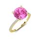 5 - Aisha 3.10 Ctw (8.00 mm) Round Created Pink Sapphire with side Lab Grown Diamond Hidden Halo Engagement ring