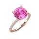 5 - Aisha 3.10 Ctw (8.00 mm) Round Created Pink Sapphire with side Lab Grown Diamond Hidden Halo Engagement ring