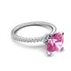 6 - Aisha 3.10 Ctw (8.00 mm) Round Created Pink Sapphire with side Lab Grown Diamond Hidden Halo Engagement ring