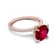 6 - Aisha 3.10 Ctw (8.00 mm) Round Created Ruby with side Lab Grown Diamond Hidden Halo Engagement ring