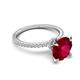 6 - Aisha 3.10 Ctw (8.00 mm) Round Created Ruby with side Lab Grown Diamond Hidden Halo Engagement ring