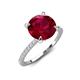 5 - Aisha 3.10 Ctw (8.00 mm) Round Created Ruby with side Lab Grown Diamond Hidden Halo Engagement ring