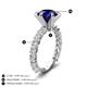 3 - Zariya 4.25 ctw Center Round Created Blue Sapphire with Side Lab Grown Diamond Solitaire Plus Engagement Ring 