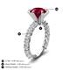 3 - Zariya 4.25 ctw Center Round Created Ruby with Side Lab Grown Diamond Solitaire Plus Engagement Ring 