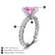 3 - Zariya 4.25 ctw Center Round Created Pink Sapphire with Side Lab Grown Diamond Solitaire Plus Engagement Ring 