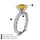 3 - Zariya 3.40 ctw Center Round Citrine with Side Lab Grown Diamond Solitaire Plus Engagement Ring 