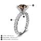 3 - Zariya 3.30 ctw Center Round Smoky Quartz with Side Lab Grown Diamond Solitaire Plus Engagement Ring 