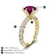 3 - Zariya 3.76 ctw Center Round Rhodolite Garnet with Side Lab Grown Diamond Solitaire Plus Engagement Ring 