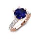 4 - Zariya 4.25 ctw Center Round Created Blue Sapphire with Side Lab Grown Diamond Solitaire Plus Engagement Ring 
