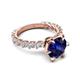 5 - Zariya 4.25 ctw Center Round Created Blue Sapphire with Side Lab Grown Diamond Solitaire Plus Engagement Ring 