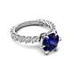 5 - Zariya 4.25 ctw Center Round Created Blue Sapphire with Side Lab Grown Diamond Solitaire Plus Engagement Ring 