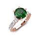 4 - Zariya 3.25 ctw Center Round Created Emerald with Side Lab Grown Diamond Solitaire Plus Engagement Ring 