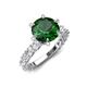 4 - Zariya 3.25 ctw Center Round Created Emerald with Side Lab Grown Diamond Solitaire Plus Engagement Ring 