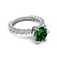 5 - Zariya 3.25 ctw Center Round Created Emerald with Side Lab Grown Diamond Solitaire Plus Engagement Ring 