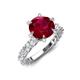 4 - Zariya 4.25 ctw Center Round Created Ruby with Side Lab Grown Diamond Solitaire Plus Engagement Ring 