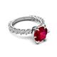 5 - Zariya 4.25 ctw Center Round Created Ruby with Side Lab Grown Diamond Solitaire Plus Engagement Ring 