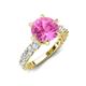 4 - Zariya 4.25 ctw Center Round Created Pink Sapphire with Side Lab Grown Diamond Solitaire Plus Engagement Ring 