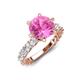 4 - Zariya 4.25 ctw Center Round Created Pink Sapphire with Side Lab Grown Diamond Solitaire Plus Engagement Ring 