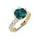 4 - Zariya 3.50 ctw Center Round London Blue Topaz with Side Lab Grown Diamond Solitaire Plus Engagement Ring 
