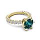 5 - Zariya 3.50 ctw Center Round London Blue Topaz with Side Lab Grown Diamond Solitaire Plus Engagement Ring 