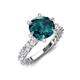 4 - Zariya 3.50 ctw Center Round London Blue Topaz with Side Lab Grown Diamond Solitaire Plus Engagement Ring 