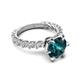 5 - Zariya 3.50 ctw Center Round London Blue Topaz with Side Lab Grown Diamond Solitaire Plus Engagement Ring 