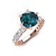 4 - Zariya 3.50 ctw Center Round London Blue Topaz with Side Lab Grown Diamond Solitaire Plus Engagement Ring 