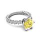5 - Zariya 4.25 ctw Center Round Created Created Yellow Sapphire with Side Lab Grown Diamond Solitaire Plus Engagement Ring 