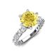 4 - Zariya 4.25 ctw Center Round Created Created Yellow Sapphire (VS1/F) with Side Lab Grown Diamond Solitaire Plus Engagement Ring 