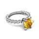 5 - Zariya 3.40 ctw Center Round Citrine with Side Lab Grown Diamond Solitaire Plus Engagement Ring 