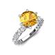 4 - Zariya 3.40 ctw Center Round Citrine with Side Lab Grown Diamond Solitaire Plus Engagement Ring 