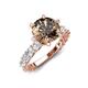 4 - Zariya 3.30 ctw Center Round Smoky Quartz with Side Lab Grown Diamond Solitaire Plus Engagement Ring 