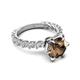 5 - Zariya 3.30 ctw Center Round Smoky Quartz with Side Lab Grown Diamond Solitaire Plus Engagement Ring 