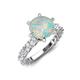 4 - Zariya 2.90 ctw Center Round Lab Opal with Side Lab Grown Diamond Solitaire Plus Engagement Ring 
