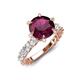 4 - Zariya 3.76 ctw Center Round Rhodolite Garnet with Side Lab Grown Diamond Solitaire Plus Engagement Ring 