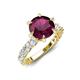 4 - Zariya 3.76 ctw Center Round Rhodolite Garnet with Side Lab Grown Diamond Solitaire Plus Engagement Ring 