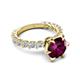 5 - Zariya 3.76 ctw Center Round Rhodolite Garnet with Side Lab Grown Diamond Solitaire Plus Engagement Ring 