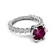 5 - Zariya 3.76 ctw Center Round Rhodolite Garnet with Side Lab Grown Diamond Solitaire Plus Engagement Ring 