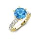 4 - Zariya 3.50 ctw Center Round Blue Topaz with Side Lab Grown Diamond Solitaire Plus Engagement Ring 