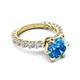 5 - Zariya 3.50 ctw Center Round Blue Topaz with Side Lab Grown Diamond Solitaire Plus Engagement Ring 