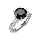 4 - Zariya 4.50 ctw Center Round Black Diamond with Side Lab Grown Diamond Solitaire Plus Engagement Ring 