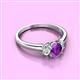 3 - Gemma 7x5 mm Oval Cut Amethyst and Lab Grown Diamond Trellis Three Stone Engagement Ring 