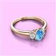 3 - Gemma 7x5 mm Oval Cut Blue Topaz and Lab Grown Diamond Trellis Three Stone Engagement Ring 