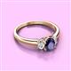 3 - Gemma 7x5 mm Oval Cut Iolite and Lab Grown Diamond Trellis Three Stone Engagement Ring 
