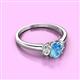 3 - Gemma 7x5 mm Oval Cut Blue Topaz and Lab Grown Diamond Trellis Three Stone Engagement Ring 