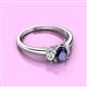 3 - Gemma 7x5 mm Oval Cut Iolite and Lab Grown Diamond Trellis Three Stone Engagement Ring 